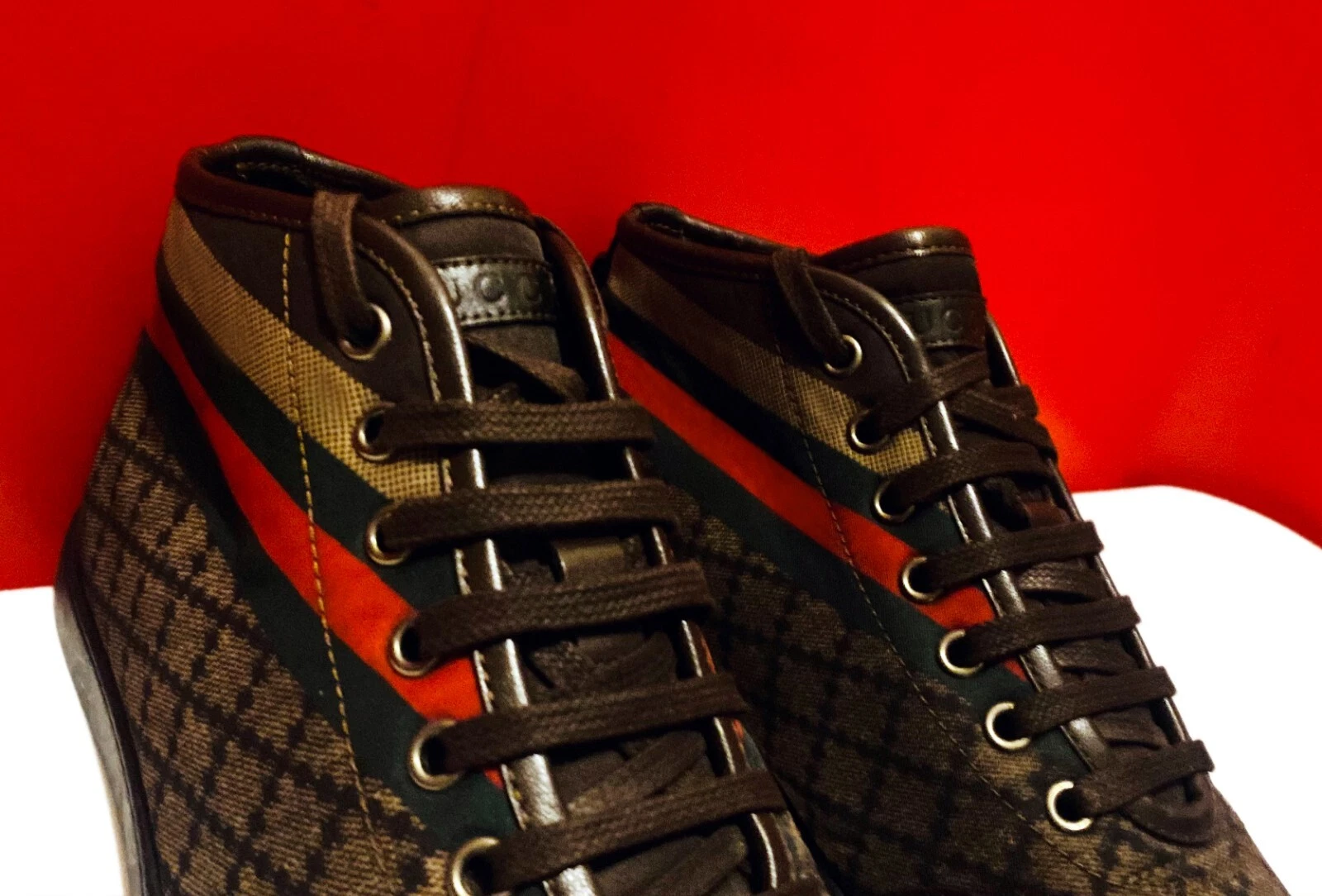 889, !!CHAUSSURES BASKETS MARRON DE LUXE POUR HOMMES GUCCI RARE TROUVER MARQUÉES UK5,5 U.S 7