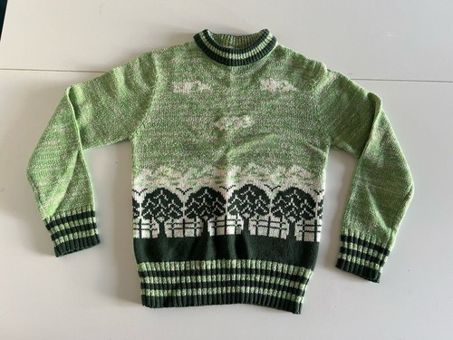 Vintage 70s K-MART Ski Pattern Knit Sweater Unisex XS Small Girls Size 12