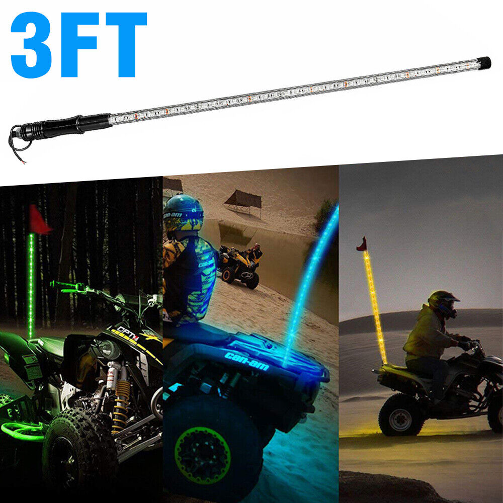 3ft RGB LED Whip Light Remote for Latest item Antenna ATV Can-Am Polaris RZR UTV Al sold out. Accessories