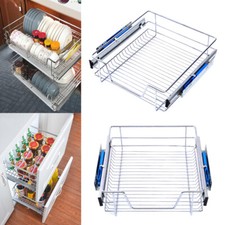 1/Pair Commercial Deep Base Kitchen Cabinet Pull Out Wire Basket Soft Close Slid
