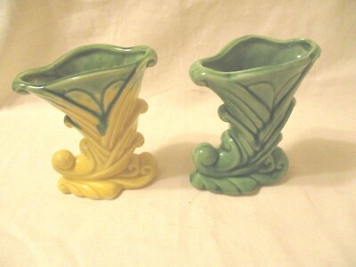 Shawnee Pottery Cornucopia Vases 835 Set of 2