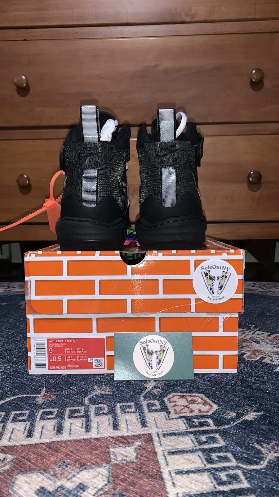 OFF WHITE X NIKE Nuovissime Taglia 9 CAMPIONE 2022 Off White x Nike Air Force 1 Mid Black