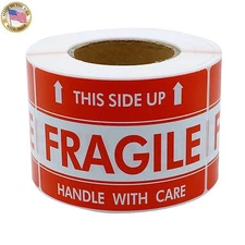 500 Labels 2x3 FRAGILE This Side Up Shipping Mailing Handle with Care Stickers