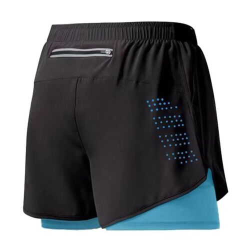 Herren Laufshorts schnelltrocknend Fitness schwarz doppellagig Shorts Männer Sport - Bild 2 von 30