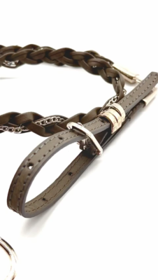Women Grey Skinny Band Braided Luxury Look Belt Silver Metal  display picture 3