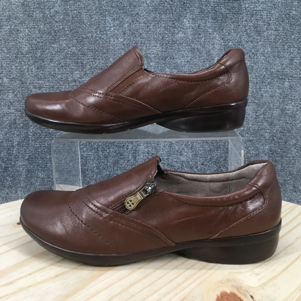 Naturalizer Shoes Womens 9.5 Wide N5 Loafers Casual Comfort Brown Leather Zipper - Image 2 of 4