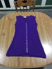 Vintage 1980s Knit Sweater Playful Purple w/ 24 Buttons Alberoy Size L/XL