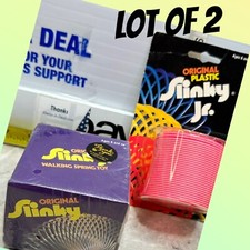 Original Slinky  Plastic Slinky Jr Lot 2 Kids Spring Toy Vintage NIB Pink Silvr