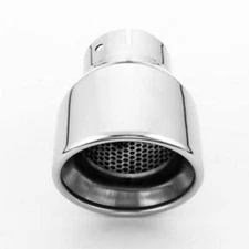 Clamp On 2.5" Inlet Exhaust Tip 4" Out Resonated Stainless Steel Slant Cut 6" L