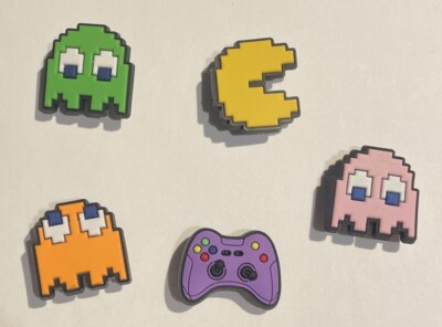 5 Schuh Pins - Shoe Charms - Anstecker für Crocs - Clogs - Pac-Man - Gaming