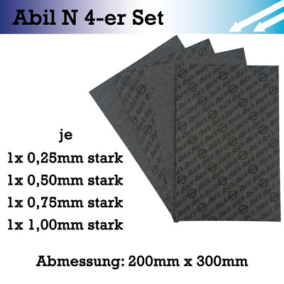 4 Bogen Dichtungspapier Elring Abil N ca. DIN A4 je 1x 0,25mm 0,5mm 0,75mm 1,0mm