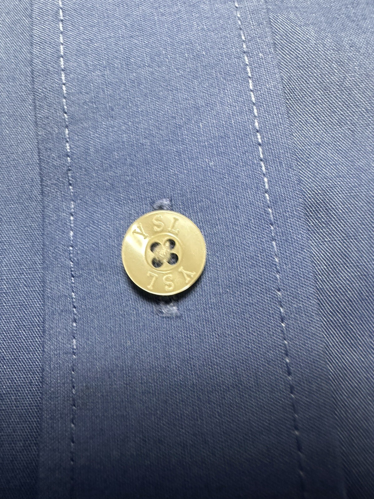 Yves Saint Laurent YSL camicia uomo 16 32 33 blu manica lunga abito abbottonato