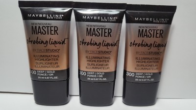 Maybelline Master Strobing Liquid Face Studio #300 Deep Gold Illuminating 3 Pack