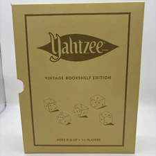 YAHTZEE Vintage Bookshelf Edition Linen Book Board Game Never Used 2017 Hasbro