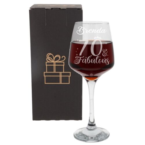 70 and Fabulous Engraved Wine Glass 70th Birthday Gift - Personalised 70th Glass - Afbeelding 1 van 25