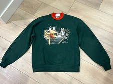 Jerzees Morning Sun Cat Bird Watchers Sweatshirt Sz L Green Collared Vintage