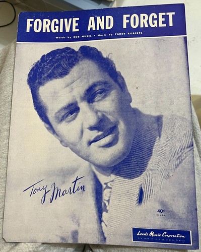 1952, Forgive and Forget, Tony Martin, Vintage Sheet Music