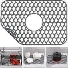 TOOVEM Farmhouse Sink Mat Drain Pad Protector 8.2"x12.5" Silicone Kitchen Mats
