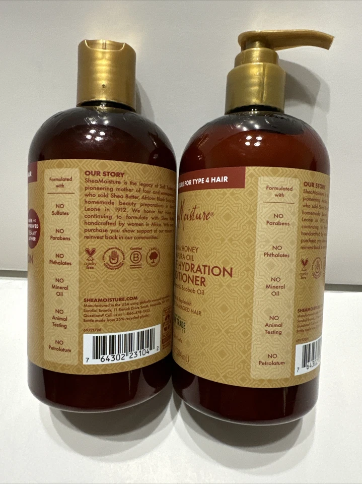 2 Pc SET Shea Moisture Intensive Hydration Shampoo & Conditioner Large 13oz each - Image 4 of 4