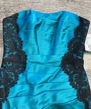New David s Bridal Strapless Lace Dress Blue Satin Short Women s Size 2