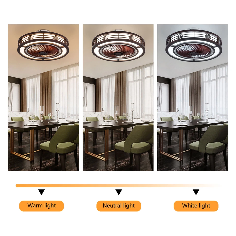 Caged Low Profile Ceiling Fan Lamp Neo-chinese Ceiling Fan Light &Remote Control - Image 4 of 4