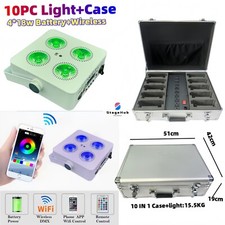 10 Case/4x18w RGBWAUV Wireless Dmx Mini LED Uplight 5000mAh Battery DJ Stage Par