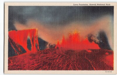 Kilauea Volcano Hawaii National Park 1937 Curteich #7A-H2139 Linen Postcard -D4