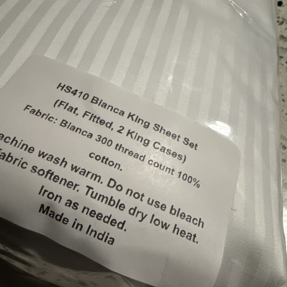 Matouk Bianca King Sz Sheet Set. 4 PCs. White Pinstripes 100 Cotton