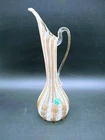 Murano Latticino Zanfirico Glass Ewer Pitcher Vase Cooper Aventurine