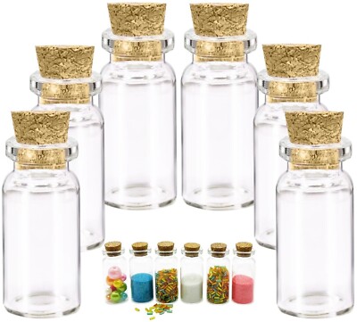 5 x Mini Glas Flaschen Gläser Korken Stopfen Fläschchen Hochzeit Party Gastgeschenk Dekoration