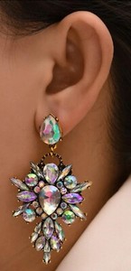 Authentic Crystal Gold Plated Rhinestone Multicoloured Drop Earrings