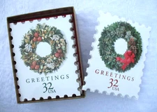 Marcel Schurman Box of 20 Christmas Cards 32 Cents Postage Stamp Wreaths 1997