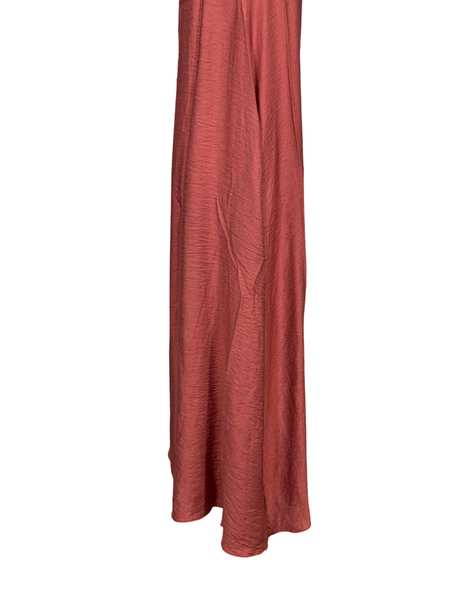 ORIMUSI abito donna lungo tessuto goffrato mattone svasato NARCISO