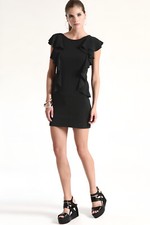 Full Sale! BNWT ITALIAN DESIGNER Frills Low Back Mini Black Dress Sizes XS, S, L