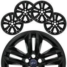 4 Black 2015-2018 Ford Edge SEL 18" Wheel Skins Hub Caps Rim Covers Simulators