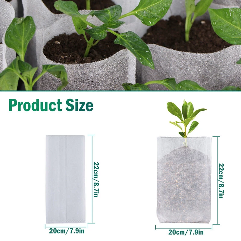 400Pcs Biodegradable Nursery Bag Plant Grow Bags Non-woven Fabric Flower Pots  - Image 3 of 4