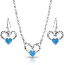 Montana Silversmiths Horseshoes On my Heart opal Jewelry Set JS5709