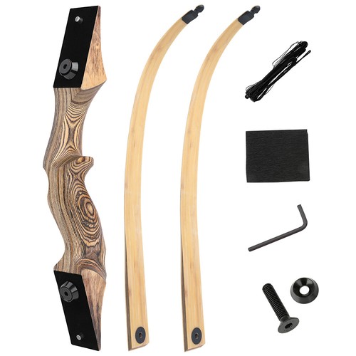 Juego de arco recurvo de tiro con arco de 30"" 20-60 lb derribo extremidades de núcleo de bambú objetivo de tiro - Imagen 10 de 13
