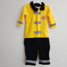 Old Navy Baby Fireman Costume 18-24 Months Yellow Black Fleece Reflective Strips