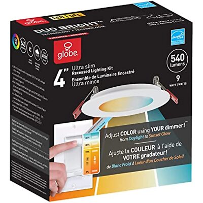 Globe Electric Ultra Slim Energy Star Frost White 4 inch in. W Metal LED