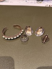 native american sterling jewelry lot Mostly Signed Ring Size 7.75,4.75