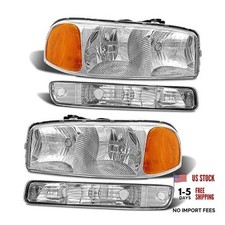 Headlight Assembly Pair 99-06 A-Chrome Housing / Amber Reflector / Clear Lens