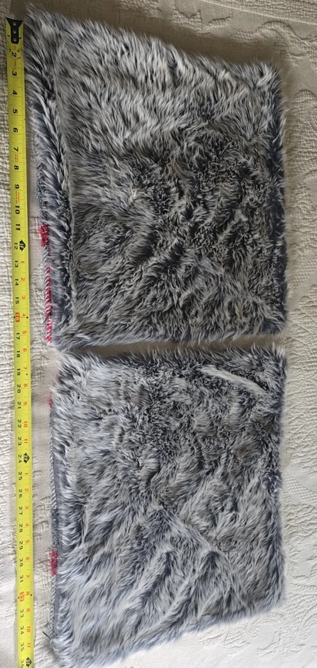 POTTERY BARN Pair Of Graham Plaid Faux Fur Back Throw Pillow Covers Zippered - Image 2 of 4