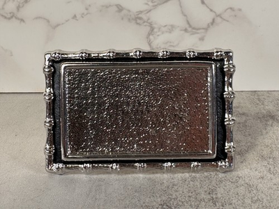 #ad #ad Vintage Silver Plated Rectangle Belt Buckle Plain w quot;Bambooquot; Frame $7.99