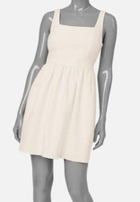 Adrianna Papell Women's Ivory Square Neck Sleeveless Bow Back Dress Size 10