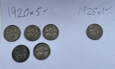 6x SIX silver threepence coins 1920s George V job lot RARE