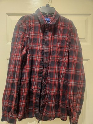 APT 9 Mens Long Sleeve Plaid Standard Fit Button Down Shirt Red Blue L