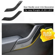 Carbon Fiber Interior Door Handle Cover Trim 2Door for Jeep Wrangler JK 2011-17