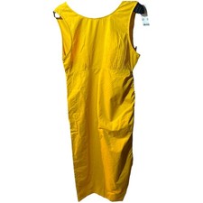 NEW  Urban Outfitters Women’s Yellow Sleeveless V-Neck Midi Dress Size S Ruched 