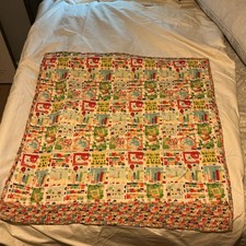 Vintage Baby Quilt Handmade Cars Boats Planes Two Sided 34x34